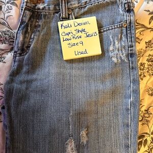 Blue Distressed Capri Jeans